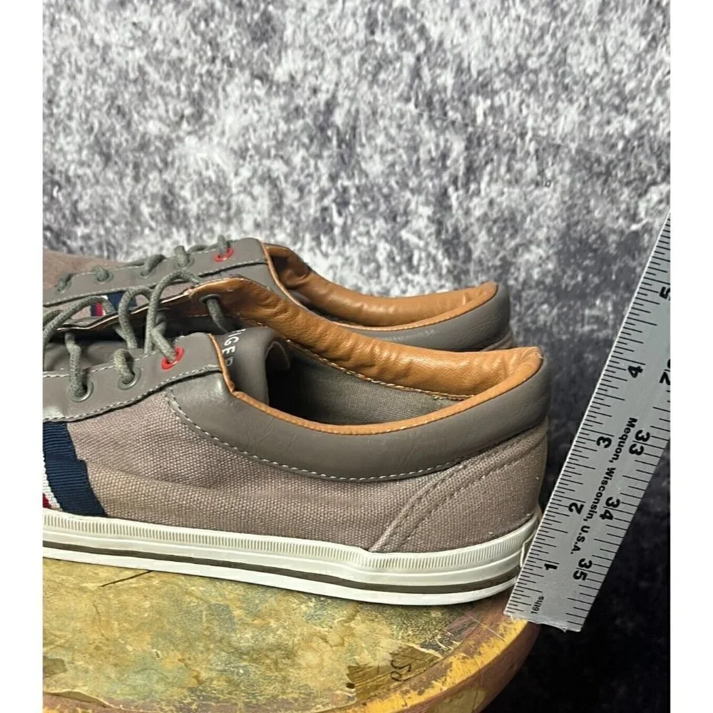 Tommy Hilfiger Brown Gray Red‎ Blue Logo Lace Up Sneaker Shoes Mens Size 10.5